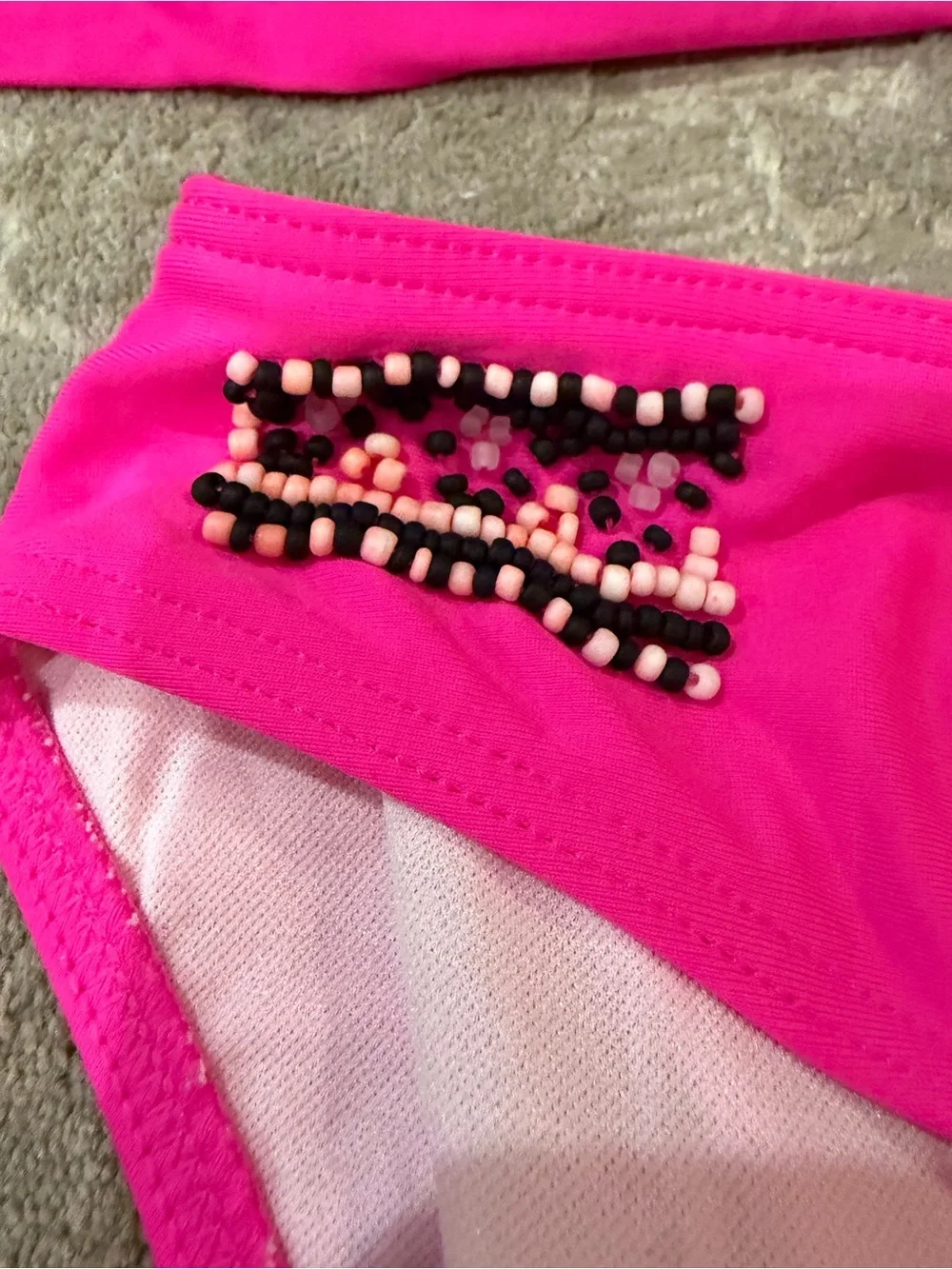Seafolly Bright Pink Bikini Set with Beaded Detail size 12